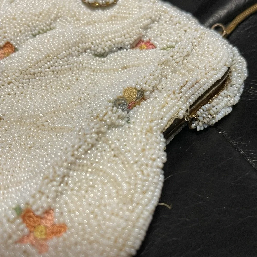 VINTAGE FRENCH BEADED‎ EVENING HANDBAG 1950'S